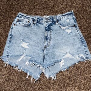 Abercrombie Curve Love Distressed Denim Shorts